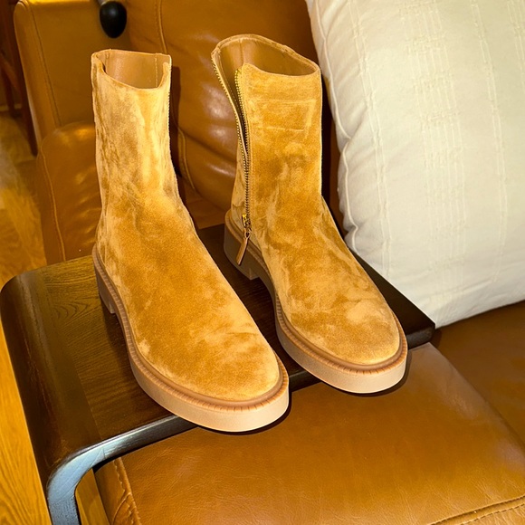 Vince Shoes - VINCE waterproof suede tan ankle boots